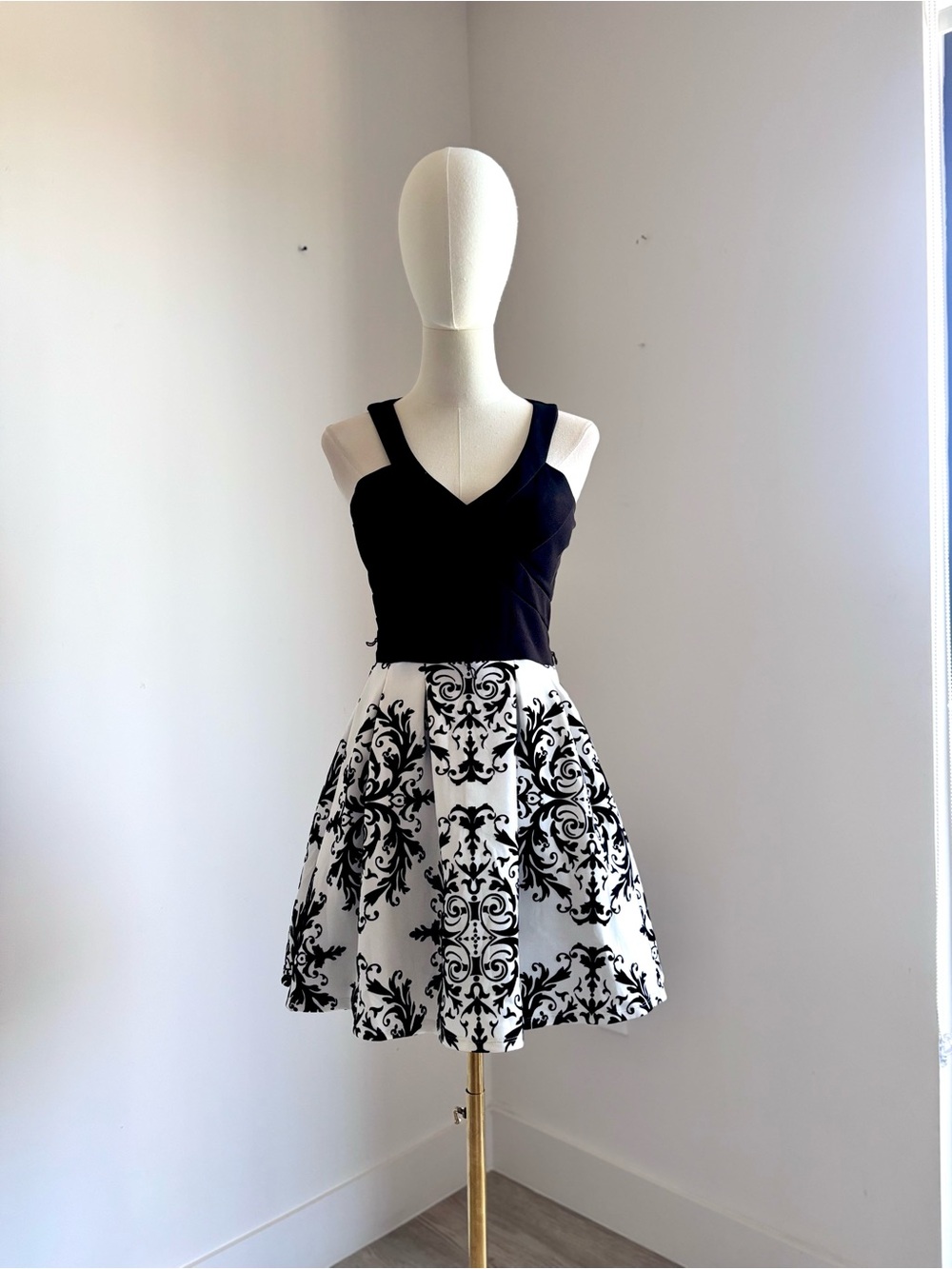 Crystal Doll Black and White Circle Skater Dress